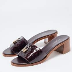 Louis Vuitton Amarante Patent Leather Lock It Sandals Size 40