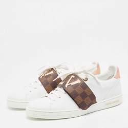 Louis Vuitton White/Monogram Canvas and Leather Frontrow Sneakers Size 40