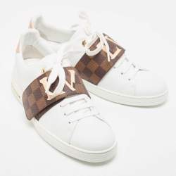 Louis Vuitton White/Monogram Canvas and Leather Frontrow Sneakers Size 40