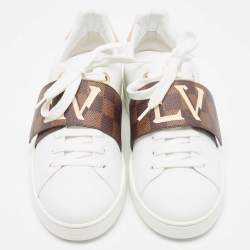 Louis Vuitton White/Monogram Canvas and Leather Frontrow Sneakers Size 40