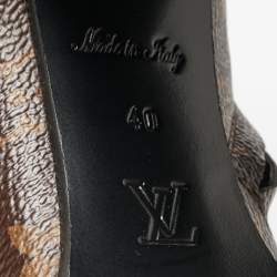 Louis Vuitton Black/Brown Patent Leather and Monogram Canvas Star Trail Boots Size 40