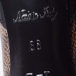 Pre Owned Louis Vuitton Brown Damier Ebene and Vernis Leather Cherie Pumps Size 38