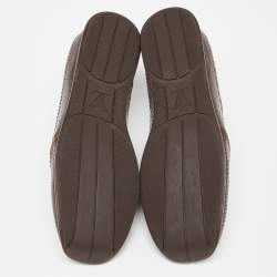 مملوكة مسبقًا Louis Vuitton Brown Monogram Print Fabric and Embossed Snakeskin Low Top Sneakers Size 38.5