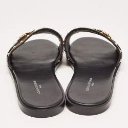 Louis Vuitton Brown Monogram Canvas Lock It Flat Slides Size36
