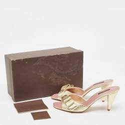 Louis Vuitton Gold Leather evening Slides Size 38.5