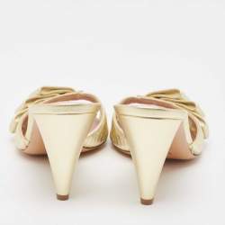 Louis Vuitton Gold Leather evening Slides Size 38.5