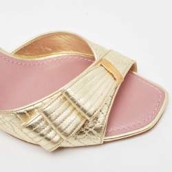 Louis Vuitton Gold Leather evening Slides Size 38.5
