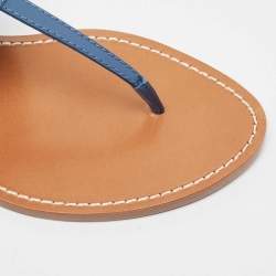 Pre Owned Louis Vuitton Blue Monogram Denim Starboard Flat Thong Sandals Size 40