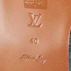 Pre Owned Louis Vuitton Blue Monogram Denim Starboard Flat Thong Sandals Size 40