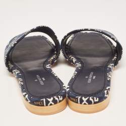Pre Owned Louis Vuitton Navy Blue Denim Flat Slides Size 36