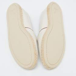 Pre Owned Louis Vuitton White Canvas and Leather Articles De Voyage Espadrille Flats Size 39