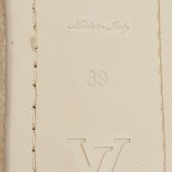 Pre Owned Louis Vuitton White Canvas and Leather Articles De Voyage Espadrille Flats Size 39
