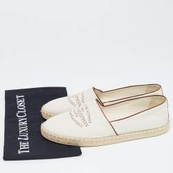 Pre Owned Louis Vuitton White Canvas and Leather Articles De Voyage Espadrille Flats Size 39