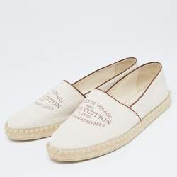 Pre Owned Louis Vuitton White Canvas and Leather Articles De Voyage Espadrille Flats Size 39