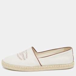 Pre Owned Louis Vuitton White Canvas and Leather Articles De Voyage Espadrille Flats Size 39