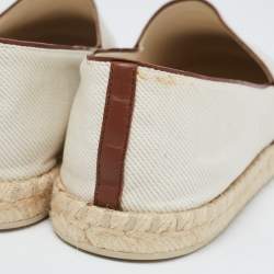 Pre Owned Louis Vuitton White Canvas and Leather Articles De Voyage Espadrille Flats Size 39
