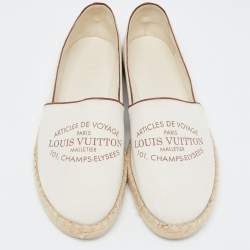 Pre Owned Louis Vuitton White Canvas and Leather Articles De Voyage Espadrille Flats Size 39