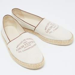 Pre Owned Louis Vuitton White Canvas and Leather Articles De Voyage Espadrille Flats Size 39