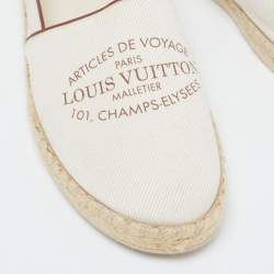 Pre Owned Louis Vuitton White Canvas and Leather Articles De Voyage Espadrille Flats Size 39