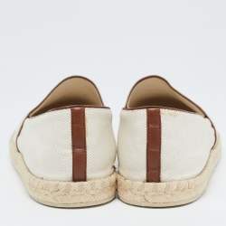 Pre Owned Louis Vuitton White Canvas and Leather Articles De Voyage Espadrille Flats Size 39