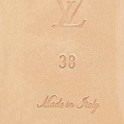 Louis Vuitton Silver Monogram Embossed Leather Revival Flat Slides Size 38