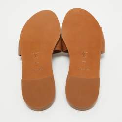 Louis Vuitton Tan Leather Lock It Flat Slides Size 36