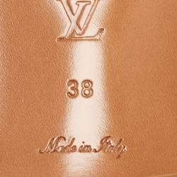Pre Owned Louis Vuitton Cream Monogram Leather Slide Sandals Size 38