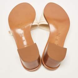 Pre Owned Louis Vuitton Cream Monogram Leather Slide Sandals Size 38