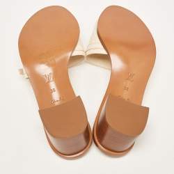 Louis Vuitton Cream Monogram Leather Slide Sandals Size 38