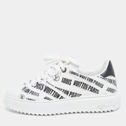 Louis Vuitton White/Black Leather Time Out Trainers Sneakers Size 38