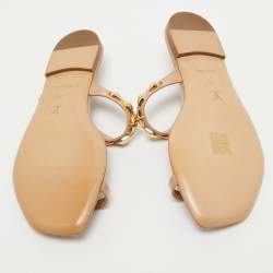 Louis Vuitton Beige Leather Slide Flats Size 39