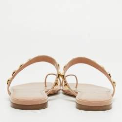 Louis Vuitton Beige Leather Slide Flats Size 39