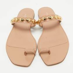 Louis Vuitton Beige Leather Slide Flats Size 39