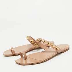 Louis Vuitton Beige Leather Slide Flats Size 39