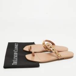 Louis Vuitton Beige Leather Slide Flats Size 39