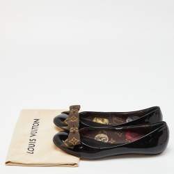 Pre Owned Louis Vuitton Black Patent Leather Popi Ballet Flats Size 38.5