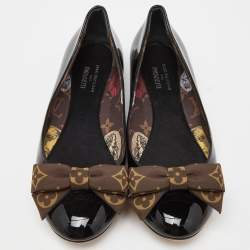 Pre Owned Louis Vuitton Black Patent Leather Popi Ballet Flats Size 38.5