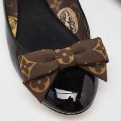 Pre Owned Louis Vuitton Black Patent Leather Popi Ballet Flats Size 38.5