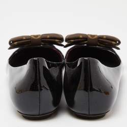 Pre Owned Louis Vuitton Black Patent Leather Popi Ballet Flats Size 38.5