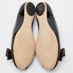 Pre Owned Louis Vuitton Black Patent Leather Popi Ballet Flats Size 38.5