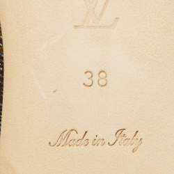 Pre Owned Louis Vuitton Gold/Brown Leather and Monogram Canvas Joy Ballet Flats Size 38