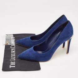 Pre Owned Louis Vuitton Blue Suede Pointed Toe Pumps Size 40 