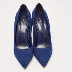 Pre Owned Louis Vuitton Blue Suede Pointed Toe Pumps Size 40 