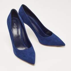 Pre Owned Louis Vuitton Blue Suede Pointed Toe Pumps Size 40 