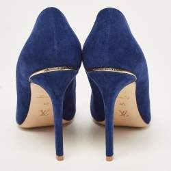 Pre Owned Louis Vuitton Blue Suede Pointed Toe Pumps Size 40 