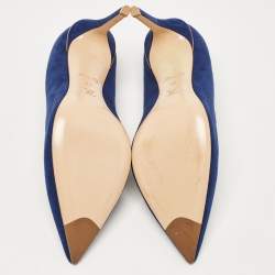 Pre Owned Louis Vuitton Blue Suede Pointed Toe Pumps Size 40 