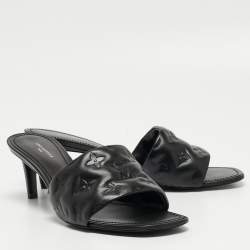 Pre Owned Louis Vuitton Black Leather Revival Slides Size  40