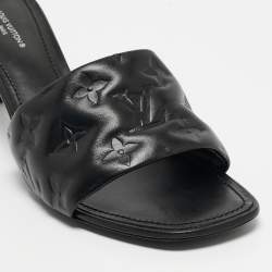 Pre Owned Louis Vuitton Black Leather Revival Slides Size  40