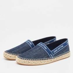 Louis Vuitton Blue Denim and Leather Espadrille Flats Size 37