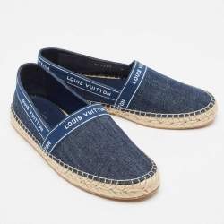 Louis Vuitton Blue Denim and Leather Espadrille Flats Size 37